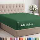 Extra Deep King Fitted Sheet - Hotel Luxury Single Fitted Sheet Only - Easily Fits 18 inch to 24 inch Mattress - Ultra Soft, Wrinkle Free with Extra Deep Pockets - Breathable & Comfy - Emerald Green
