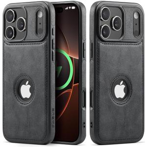 Casus Magnetic Leather Case for iPhone 17 Pro Max, MagSafe Compatible, Business Classic Style, Shockproof Slim Fit Protective Cover for Men & Women, Black, 6.9” (2025)