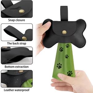 Dog Poop Bag Holder Dispenser Reusable Leash Attachment for Convenient Waste Collection for Walking Outdoor Pet Accessory Black, 2 Pack