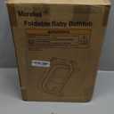 MoreFeel Collapsible Baby Bathtub for Newborn with Thermometer & 1 Hooded Towel & 1 Soft Floating Cushion,Portable Travel Bathtub with Drain Hole, Durable Foldable Baby Tubs for Infants to Toddler (Lavender)