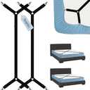 AceOrbit 2 Pcs Adjustable Bed Sheet Fasteners 360 Degree Elastic Sheet Holder Straps Heavy Duty Suspenders Grippers for Full, Queen, King Twin Bed, Fits All Mattress Sizes(Black)