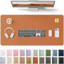 YSAGi Leather Desk Protector, Office Mat, Large Mouse Mat, Non-Slip PU Leather Blotter, Laptop Desk Mat, Waterproof Writing Pad for Office and Home (Brown, 35.4" x 17")