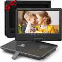 WONNIE 12.5 Inch Portable DVD Player with 10.5 Inch Swivel HD Screen, with Car Headrest Case, 5-Hour Rechargeable Battery, Car Charger and AC Adapter, Supports USB/SD Card/Sync TV, All Regions