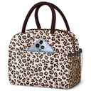 KUBYA Lunch Bag Women, Lunch Box for Women Men Insulated Reusable Lunch Bag for Adult Lunch Tote Bag Lunch Container for Work Office Picnic Beach or Travel - Leopard