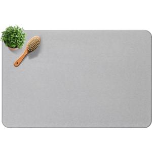Diatomite Stone Bath Mat, Premium Non-Slip Natural Diatomaceous Earth Bathtub Quick Drying Mats for Bathroom Floor (23.6" x 15.4" Light Gray)