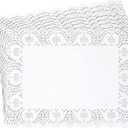 Juvale Rectangular Paper Placemats & Doilies for Dessert Trays - White 15.5 x 11.7 in 100 Pack - Disposable Placemats & Tea Party Decorations - Paper Doilies for Tables
