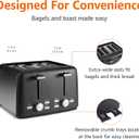 Amazon Basics 4 Slice Toaster, 7 Browning Settings, Extra Wide Slots for Bagels and Specialty Breads, Removable Crumb Tray, Cancel/Defrost/Bagel Buttons, 1500W, Black & Silver