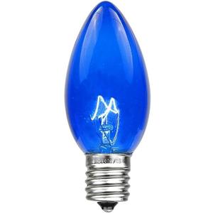 Novelty Lights Incandescent Christmas Replacement Bulbs - Indoor/Outdoor Individual Bulbs for Christmas Tree, Display, & More - C9/E17 Intermediate Base, 7 Watt Lights (Blue, 25 Pack)