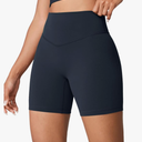 Hugcurve No Front Seam High Waisted Workout Biker Shorts for Women 6 Inches Tummy Control Buttery Soft Yoga Pants Gym SIZE S