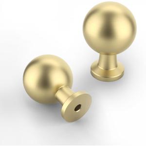 9BUILD 10 Pack 1-1/2 Inch Brushed Gold Cabinet Knobs - Round Drawer Knobs for Kitchen & Dresser Drawers