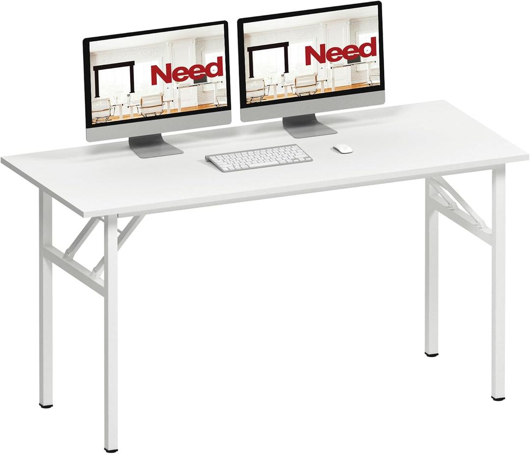 Need Office Computer Desk 54.3 Inch Sturdy Folding Laptop Table White