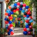 4 x Red Blue Black Balloon Arch Kit, Blue and Red Balloon Arch Kit, Blue Black Balloons Garland with 22 Inch Star Foil Balloons for Men Boys Birthday Baby Shower Graduation Party Decorations