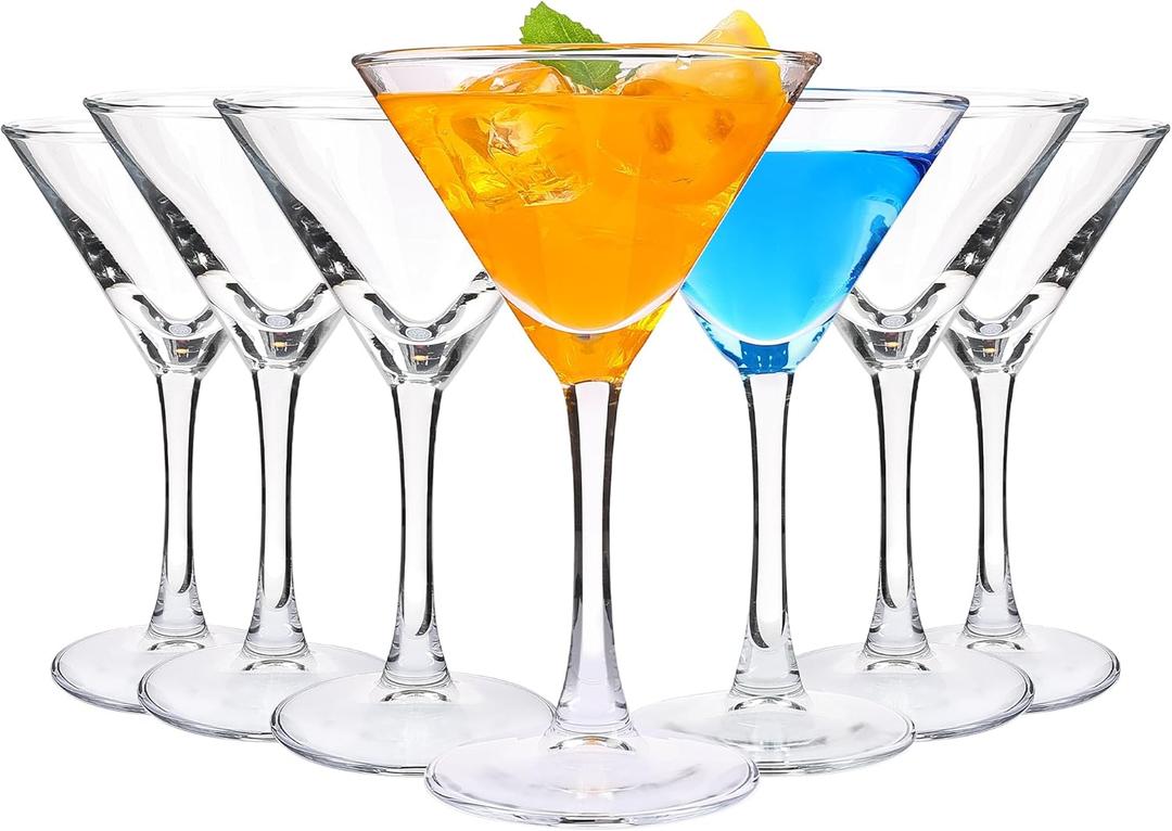 Martini Glasses Set of 7, 6 OZ Cocktail Glasses for Espresso Martini, Drinking Glasses for Frozen Drinks (Clear)