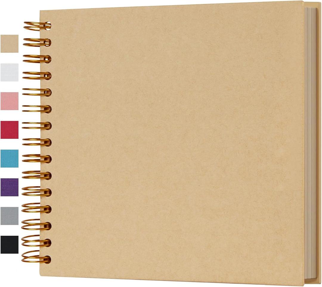 potricher 8 x 8 Inch DIY Scrapbook Photo Album 80 Pages Thick Kraft Blank Yellow Paper Memory Book for Wedding and Anniversary Family (Yellow, 8 Inch)