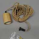 Arturesthome Wood Pendant Light Cord Kit with Dimmable Switch,16.4FT Vintage Industrial Hanging Plug in Lamp Cord with Twisted Nylon Rope Socket E26 E27 for Farmhouse Lamp Cable Retro DIY