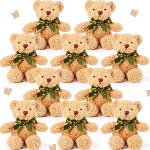 Skylety 10 Pieces Valentine Bears 10 Inch Soft Plush Toy Stuffed Animals Cute Bears for Kids Boys Girls Birthday Baby Shower Party Favor(Brown)