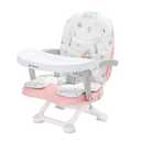 2in1 Portable Toddler Booster Seat, Grow with Baby Booster Seat for Dining Table with Removable Tray & Seat Pad, high Chair for Travel, ACE1013 Pink Flamingos