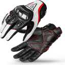 Men Women Climbing Motorcycle Racing Carbon Fiber Touch Screen Gloves Leather Glove Summer Winter Breathable Motorbike Moto Motocross Cycling offroad Items Protective Durable Offroad Protective Gear (Large, White)