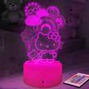 Kitty Night Light for Kids, Kitty Lamp Girl Cute Led Cat Night Light 16 Colors Dimmable Kitty Decor Lamp with Remote & Luminous Base, Bedroom Decoration Gifts for Christmas Birthday Girls