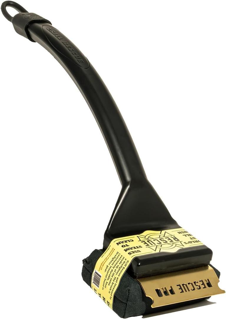 Grill Rescue BBQ Replaceable Scraper Cleaning Head, [Rescue-Upgraded], Bristle Free Grill Brush, Durable and Unique Scraper Tools for Cast Iron or Stainless-Steel Grates, Barbecue Cleaner (Rescue Pro)