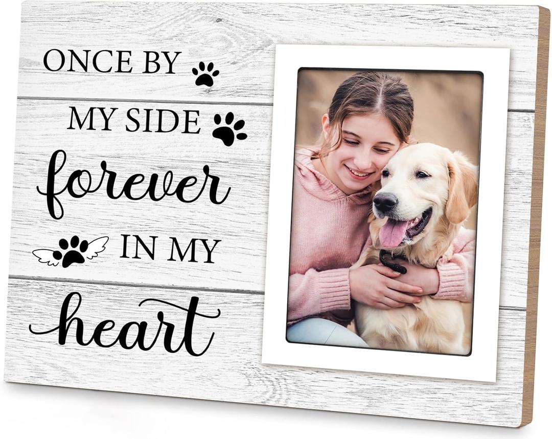 Pet Memorial Gifts for Dogs - Dog Memorial Gifts Picture Frame - Lost of Pet Sympathy Present, Pet Loss Remembrance Gift, Cat Passing Away Memorial Frame with Paw Print 4x6 Photo