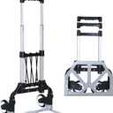 Folding Hand Truck Dolly Cart, Aluminum Portable Hand Cart for Daily handling Work，180lbs, with Silent Wheel, Telescoping Handle, Black Bungee Cord, Can Stand Alone, Light Weight