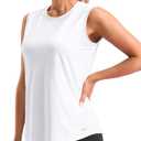Viodia Women's Sleeveless Loose Fit Workout Tops Quick Dry Running Athletic Shirts High Neck Tennis Yoga Tank Tops for Women, L