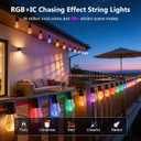 Beizelte Outdoor String Lights, 150FT RGB+IC Outside Light Dimmable Shatterproof LED Bulbs, IP67 Waterproof Chasing Effect Lighting Dream Color Patio Strip Lights for Backyard, Balcony, Outdoor Living