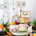 Amyhill 12 Pcs Easter Tiered Tray Decor Farmhouse Spring Tiered Tray Decorations Mini Bunny Rabbit Egg Carrot Wooden Signs Rustic Pastel Easter Decorations for Home Kitchen Dining Table Coffee Bar