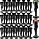 Domensi 40 Pack Black Champagne Flutes Bulk 5 oz Disposable Plastic Champagne Toasting Glasses Elegant Cocktail Cups for Graduation Weddings Bachelorette 2026 Party Supplies, Reusable