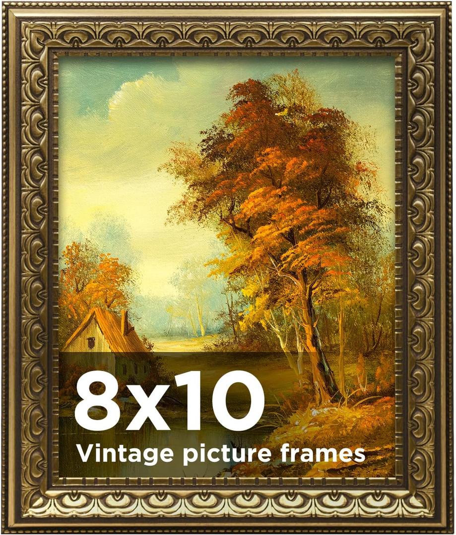 8x10 Vintage Picture Frames Gold, Antique Picture Frame, Gold Frames for Wall Decor, 1 Pack Ornate Picture Frame