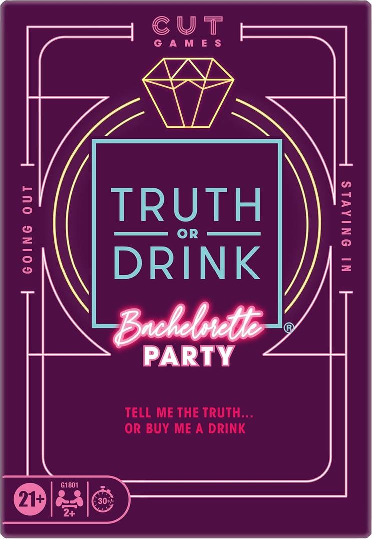 Truth or Drink: Bachelorette Party Edition | Adult Party Game by Cut | 108 Revealing and Hilarious Questions for Girls Nights Out or In | Ages 21+ | 2+ Players | 30 Mins.