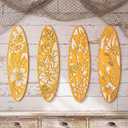 Geetery 4 Pcs Yellow Surfboard Wall Decor Carved Hollow Wooden Beach Art