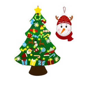 Flechllary 3ft DIY Felt Christmas Tree for Toddlers, Set Plus Snowman Advent Calendar with 33 Removable Ornaments, Wall Hanging Xmas Gift for Kids with String Lights (Batteries Not Included)