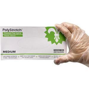 KingSeal 800 Count PolyStretch TPE Poly Hybrid Disposable Gloves, Powder-Free, Vinyl Glove Substitute, Size Medium - 4 Boxes x 200 Gloves