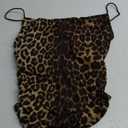 Women's Y2K Leopard Print Cami Crop Tops Cheetah Print Cowl Neck Spaghetti Strap Tank Top Ruched Camisole (Large, Brown)