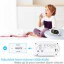 REACHER Small Colorful LED Digital Alarm Clock with Snooze, Simple to Operate, Full Range Brightness Dimmer, Adjustable Alarm Volume, Outlet Powered Compact Clock for Bedrooms, Bedside, Desk, Shelf