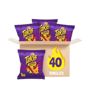 Takis Fuego 40 Count Snack Size Multipack - Extreme Spicy Rolled Tortilla Chips Hot Chili Pepper & Lime Flavored, BB Date 03/09/2026