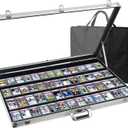 Card Display Case Aluminum Trade Show Display Case Large Portable Trading with Lock for Collectibles, Sports Cards. 34IN x 22IN - Silver