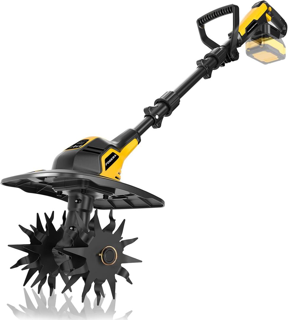 Cordless Tiller Cultivator Compatible with DEWALT 20V MAX Battery(Tool Only), 360RPM Electric Rototiller, 9In Tilling Width and 6.6In Depth, Portable Garden Tiller for Weeding, Gardening