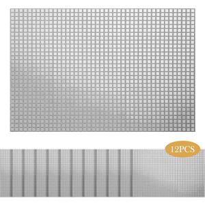 12 Pieces 11.8"x17.7" Mirror Glitter Silver Placemats, Retro Place Mats for Dining Table, Table Decor for Disco Birthday Bachelorette Dance Party