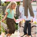 Langyiwee 3 Pack Girls' Capri School Pants, 3-Color, 7-8 Years
