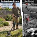 21V Cordless Weed Wacker Lawn Edger, 4.6lbs Lightweight Battery Powered String Trimmer, 4-in-1 Brush Cutter with Metal Blades, Wire Brush & Guide Wheel for Garden Edging (2 Batteries, 2.0Ah)