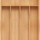 Bamboo Silverware Organizer, Kitchen Drawer Organizer, Utensil Holder, Cutlery Tray & Spoon Flatware Storage with Grooved Drawer Dividers (5 Slots, Natural) (Medium 13.3x9.3 Inch)