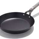 OXO Outdoor Pre-Seasoned Carbon Steel 10" Frying Pan Skillet, Detachable Handle for Easy Storage, Indoor Use, Nonstick with Use, Induction Suitable, Oven & Broiler Safe, Browning, Grill, Sear, Saute, Black