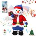 Jumping Wiggling Features Sound Movement Snowman Wearing Traditional Xmas Attire Plays Rock Version of Santa Claus is Coming to Town Christmas Plush Interactive Toy with Box Xmas Decoration 15”