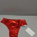 Kepblom Women's Thong Metallic Rave Bottoms Shiny High Waisted Panties for Festival Clubwear Dancing (Red), Small