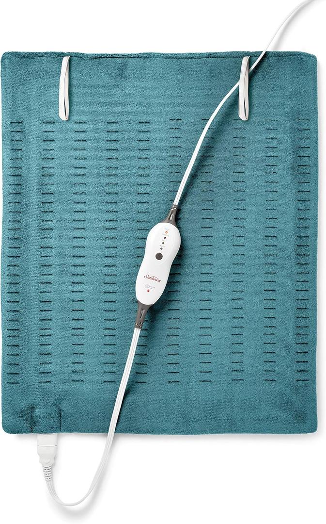 Sunbeam. HEATING PAD XXL SIZE, FLEXIBLE, PLUSH FABRIC HEATING PAD

20 IN X 24 IN (50.8 CM X 60.9 CM)