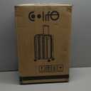 Coolife Luggage Expandable(only 28") Suitcase PC+ABS Spinner Built-In TSA lock 20in 24in 28in Carry on (white, L(28in)