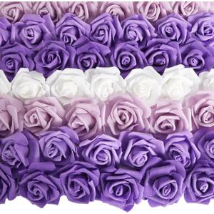 Foam Roses Bulk Roses Artificial Flower Heads Purple Foam Flowers 200PCS Rose Heads for DIY Wedding Bouquets Centerpieces Party Baby Shower Home Decor(Series Purple)